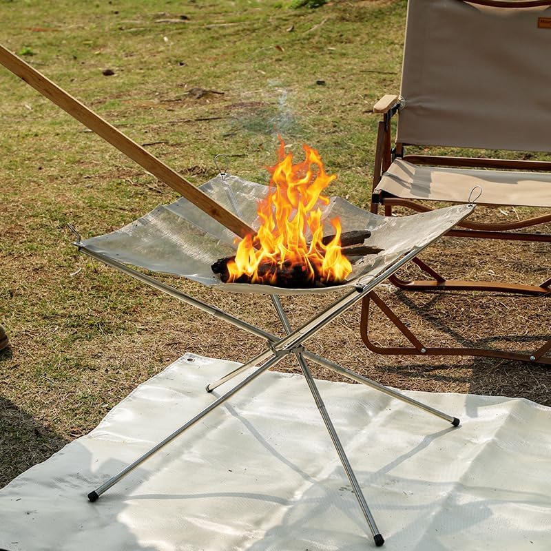 flintronic Fire Pit Outdoor, Tragbare Feuerstelle Fire Pit Outdoor mit Feuer Pit Mat und Carry Bag,