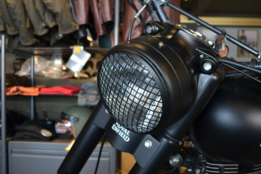 Alchemy Parts Motorrad Netz Metall Grill Abdeckung für 7" Zoll Scheinwerfer - Matt Schwarz für Scram