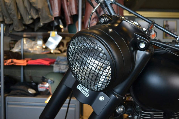Alchemy Parts Motorrad Netz Metall Grill Abdeckung für 7" Zoll Scheinwerfer - Matt Schwarz für Scram