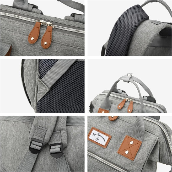 Wickelrucksack Gross inkl Wickelunterlage & Kühltasche, Modische Wickeltasche mit viel Stauraum, Was