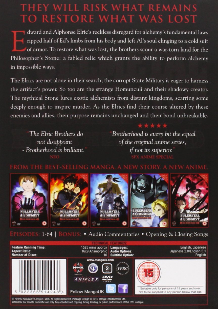Fullmetal Alchemist: Brotherhood - Complete Series Collection (Episodes 1 - 64) [UK Import], DVD