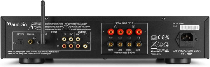 Audizio AD420B - 4 Kanal Verstärker mit Bluetooth, 4 x 100 Watt, mit Fernbedienung, 2.1 kompatibel,