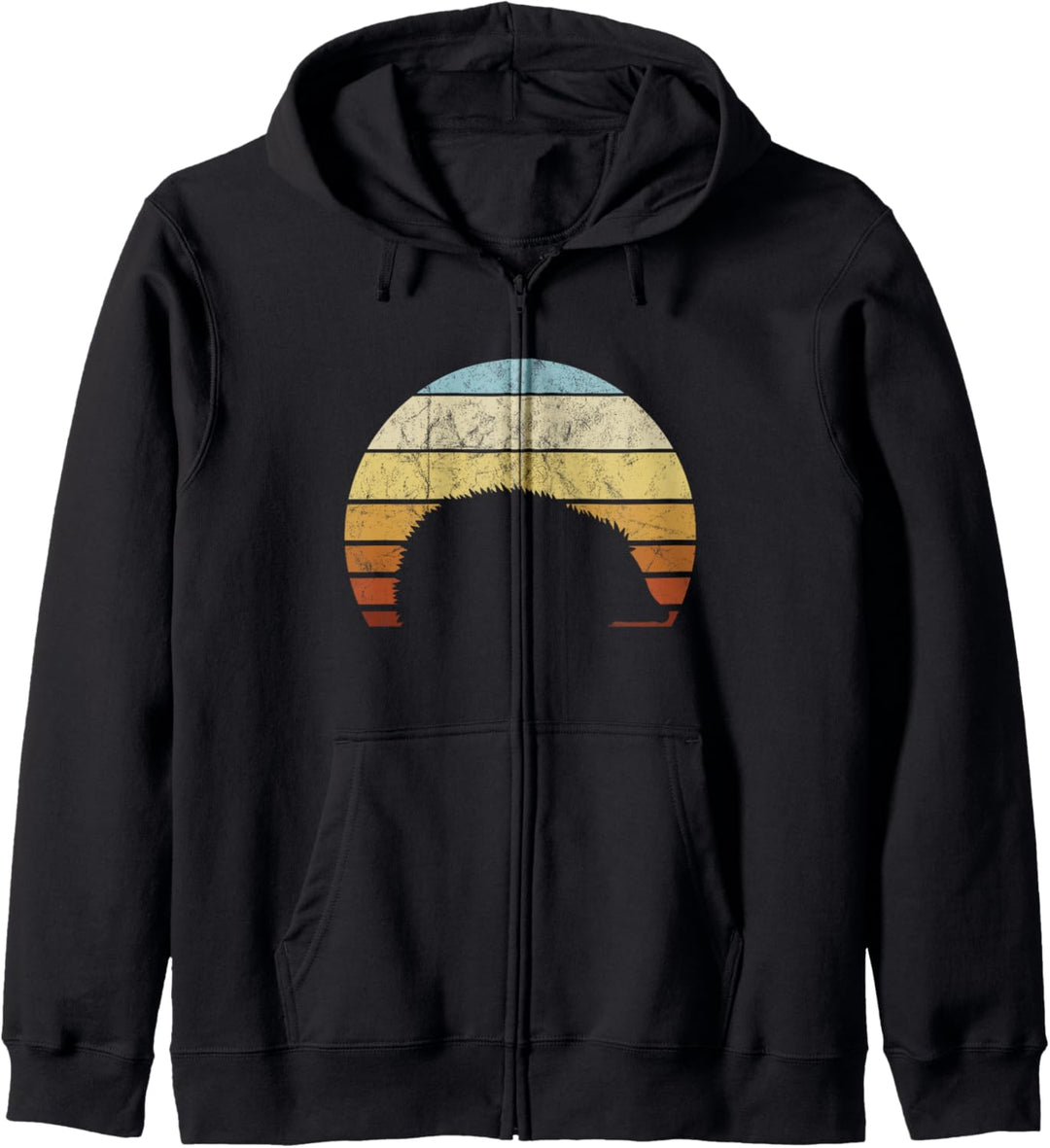Retro Silhouette vor Vintage Sonnenuntergang Igel Kapuzenjacke