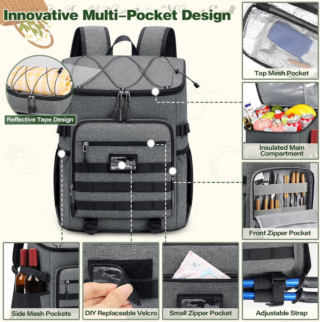 NEWHEY Kühlrucksack 30L Wasserdichtes Isolierter Kühltasche Grosse Kapazität Thermo Picknickrucksack