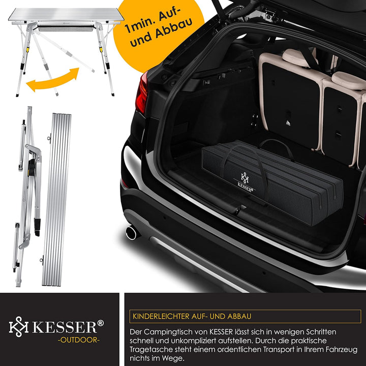 KESSER® Campingtisch faltbar Klapptisch mit Aluminiumrahmen Aufrollbare Tischplatte Falttisch klappb
