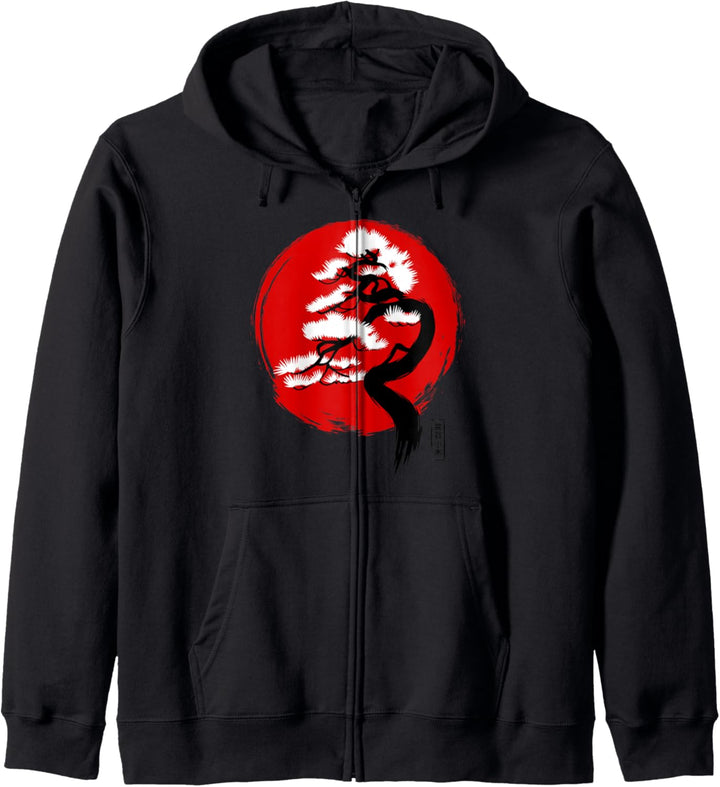 Japanische Flagge mit Bonsai Kapuzenjacke