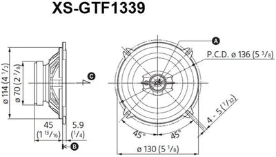 Sony XS-GTF1339 13cm 3-Wege Koaxial-Lautspecher mit 230 Watt Maximalleistung (schwarz, 2 Stück) 13cm