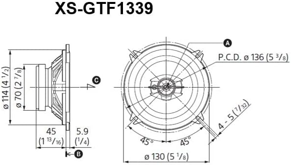 Sony XS-GTF1339 13cm 3-Wege Koaxial-Lautspecher mit 230 Watt Maximalleistung (schwarz, 2 Stück) 13cm