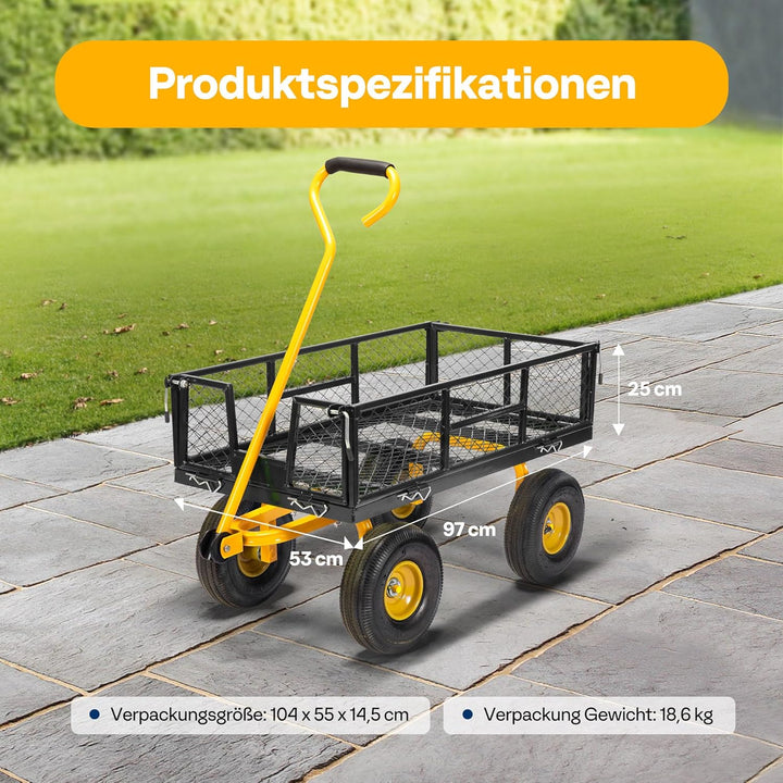 VIVOHOME Gartenwagen Bollerwagen mit Abnehmbaren Seiten Belastbar bis 400kg | Belastbarer Transportw