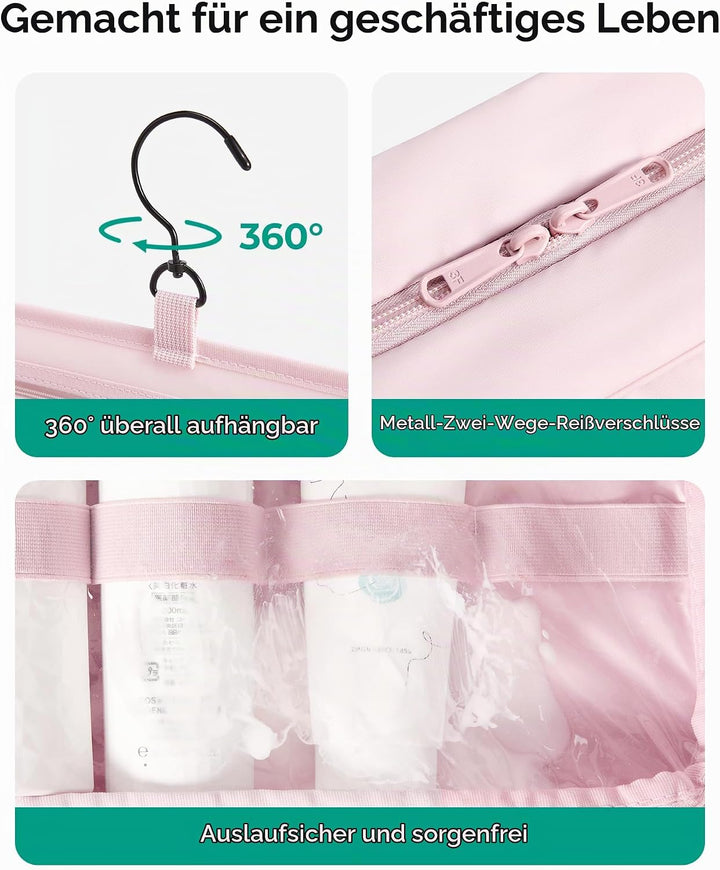 BAGSMART Puffer Kulturbeutel Kulturtasche Damen, Tragbarer Kulturtasche zum Aufhängen mit Hängehaken