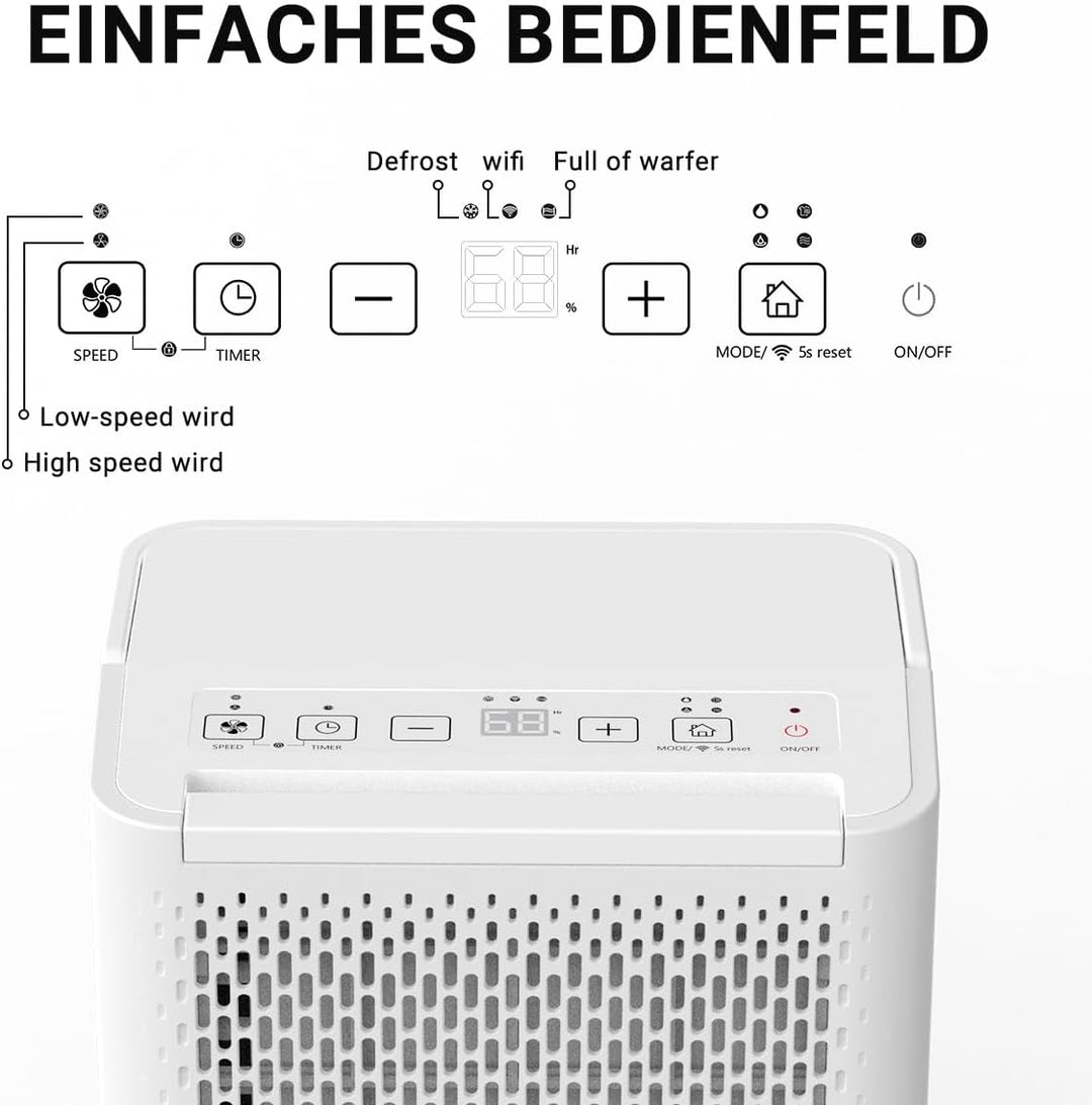 pasapair Luftentfeuchter 12L in 24h Entfeuchtungsleistung–Automatischer Entfeuchter für Räume bis 12