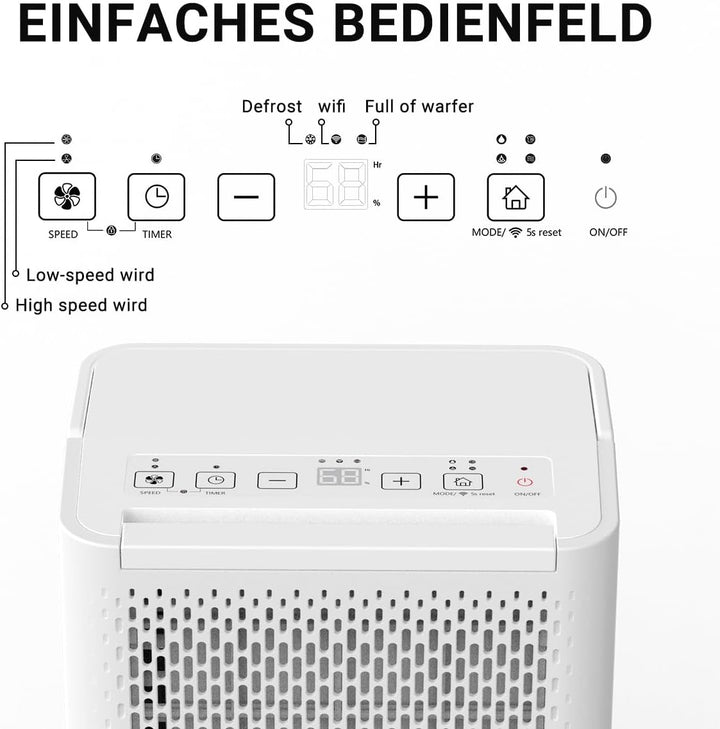 pasapair Luftentfeuchter 12L in 24h Entfeuchtungsleistung–Automatischer Entfeuchter für Räume bis 12