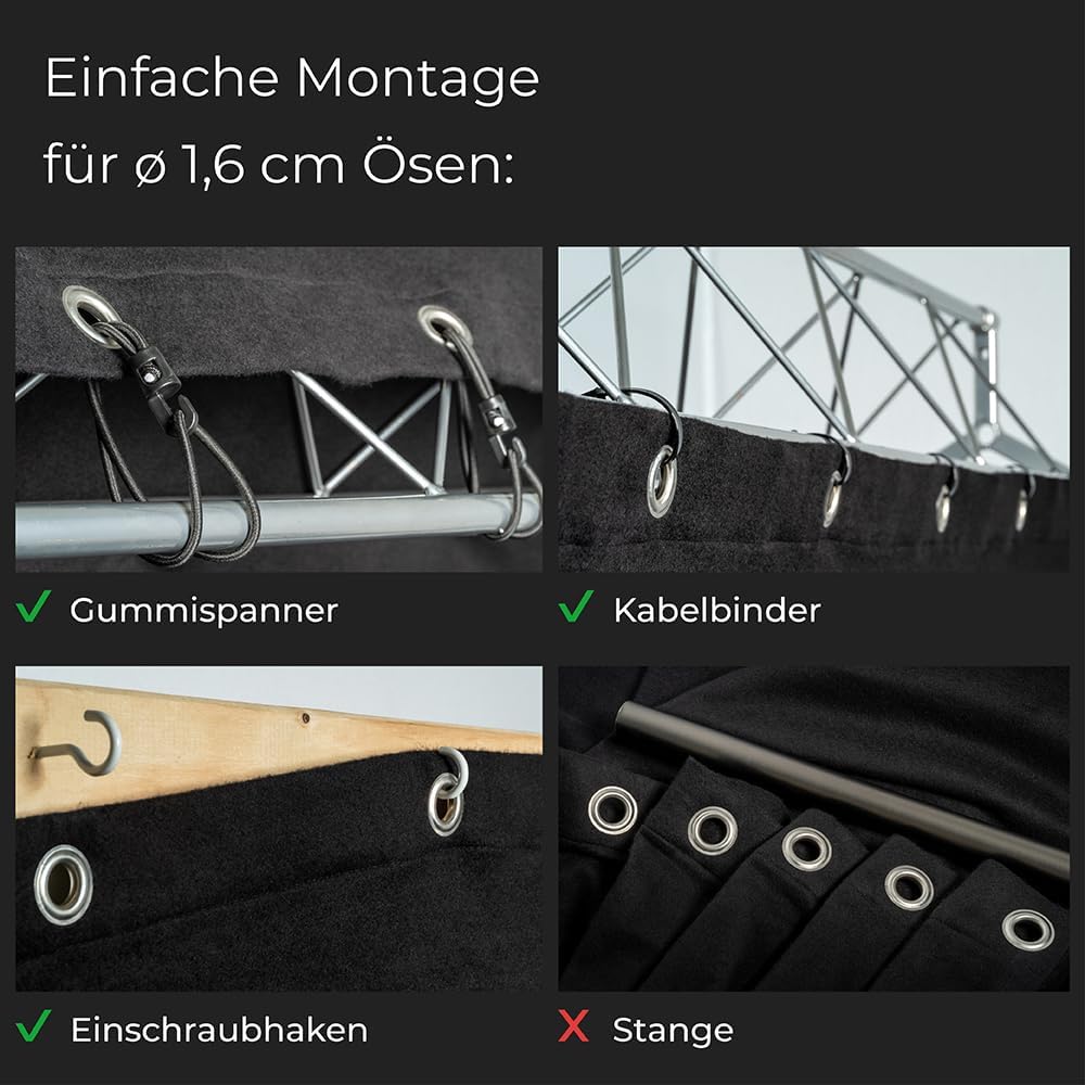 B1 Bühnenmolton konfektioniert – Molton-Vorhang aus Baumwolle, blickdichter Verdunkelungsvorhang mit