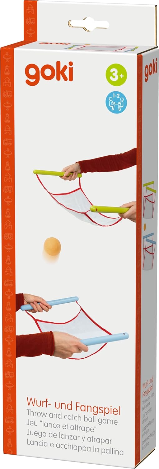 goki 56829 | Wurf- und Fangspiel mit Filzball | Geschicklichkeitsspiel aus Holz und Textil | Indoor