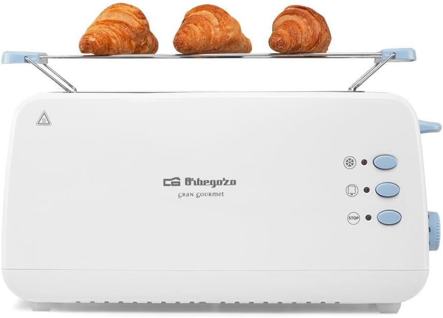 Orbegozo TO 4012 - Toaster mit grossem Schlitz, Brötchenwärmer, 7 Toasterstufen, Auftaufunktion und