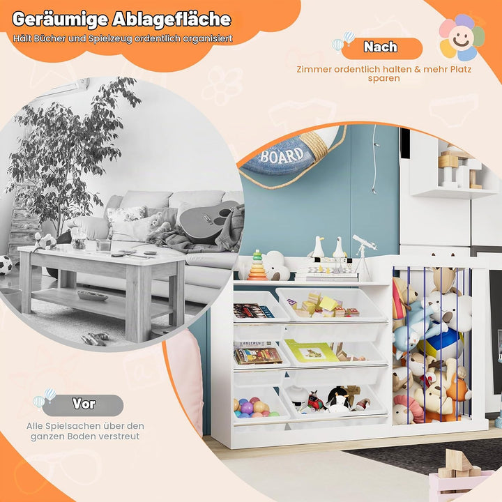 NACHES Kinder Bücherregal Spielzeugregal Kuscheltier Aufbewahrung Kinderregal Spielzeug-Organizer fü