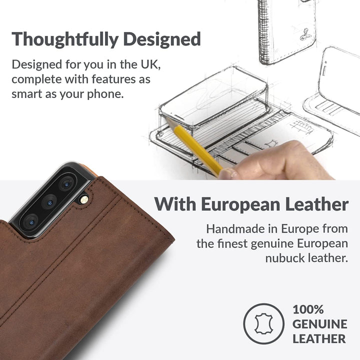 Snakehive Galaxy S21 Plus 5G Hülle Leder | Stylische Handyhülle mit Kartenhalter & Standfuss | Handy