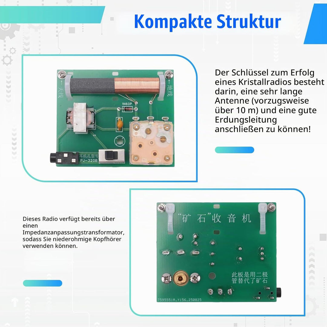 Crystal Radio Simple Electronic Circuit Board -Baugruppe Kann Funksignale Normalerweise Empfangen, N