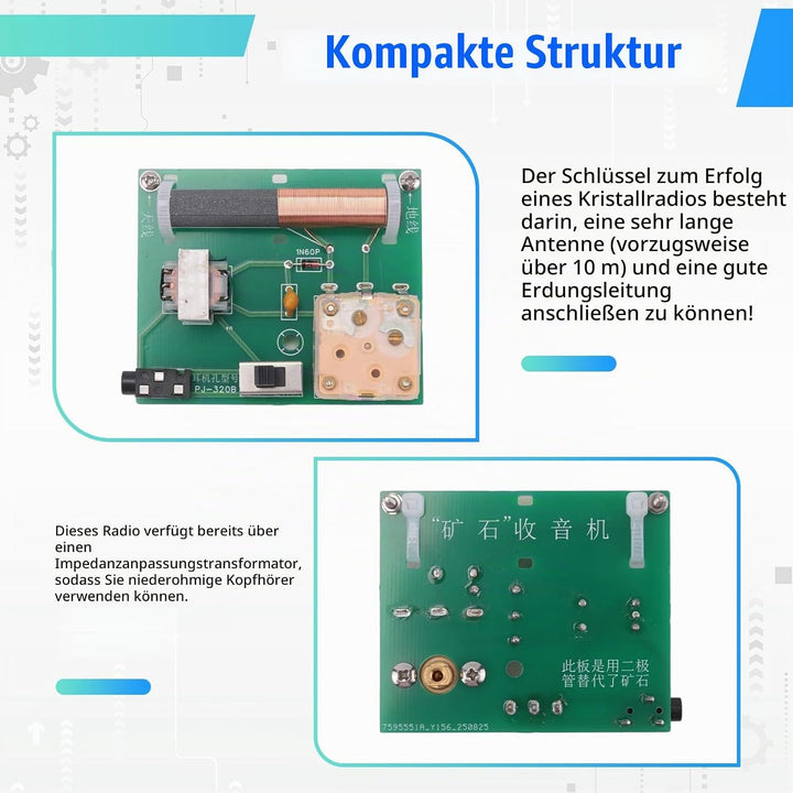 Crystal Radio Simple Electronic Circuit Board -Baugruppe Kann Funksignale Normalerweise Empfangen, N