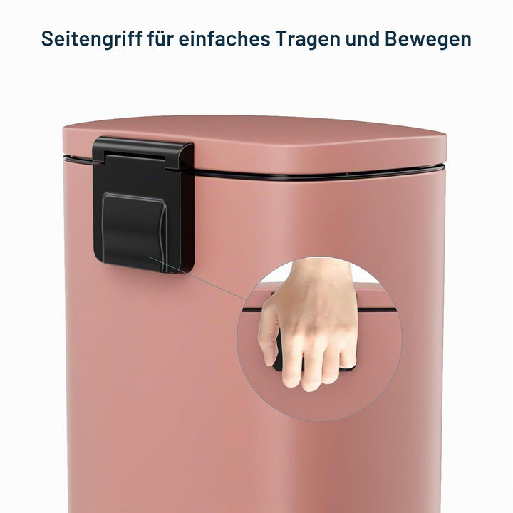 Clevich Mülleimer 50L aus Stahl, Abfalleimer, Tretmülleimer mit Soft-Close Deckel, Fusspeda, abnehmb
