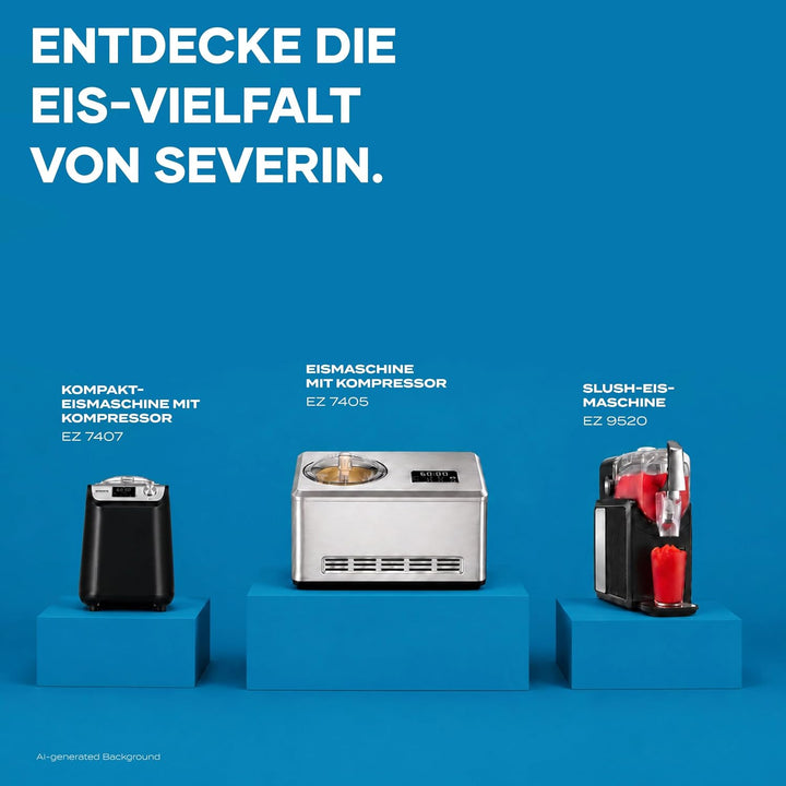 Severin 2-in-1 Eismaschine mit Joghurtfunktion, Inkl. Eisbehälter (2L) und Rezeptbuch, Digitaler Tim