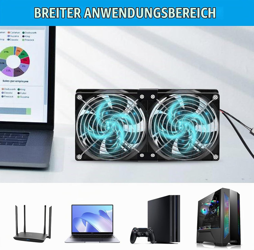 2 Stück Mini Abluftventilator 120mm, DC12V Rauchabzug Ventilator, Mini Absaugventilator 2750rpm, Axi