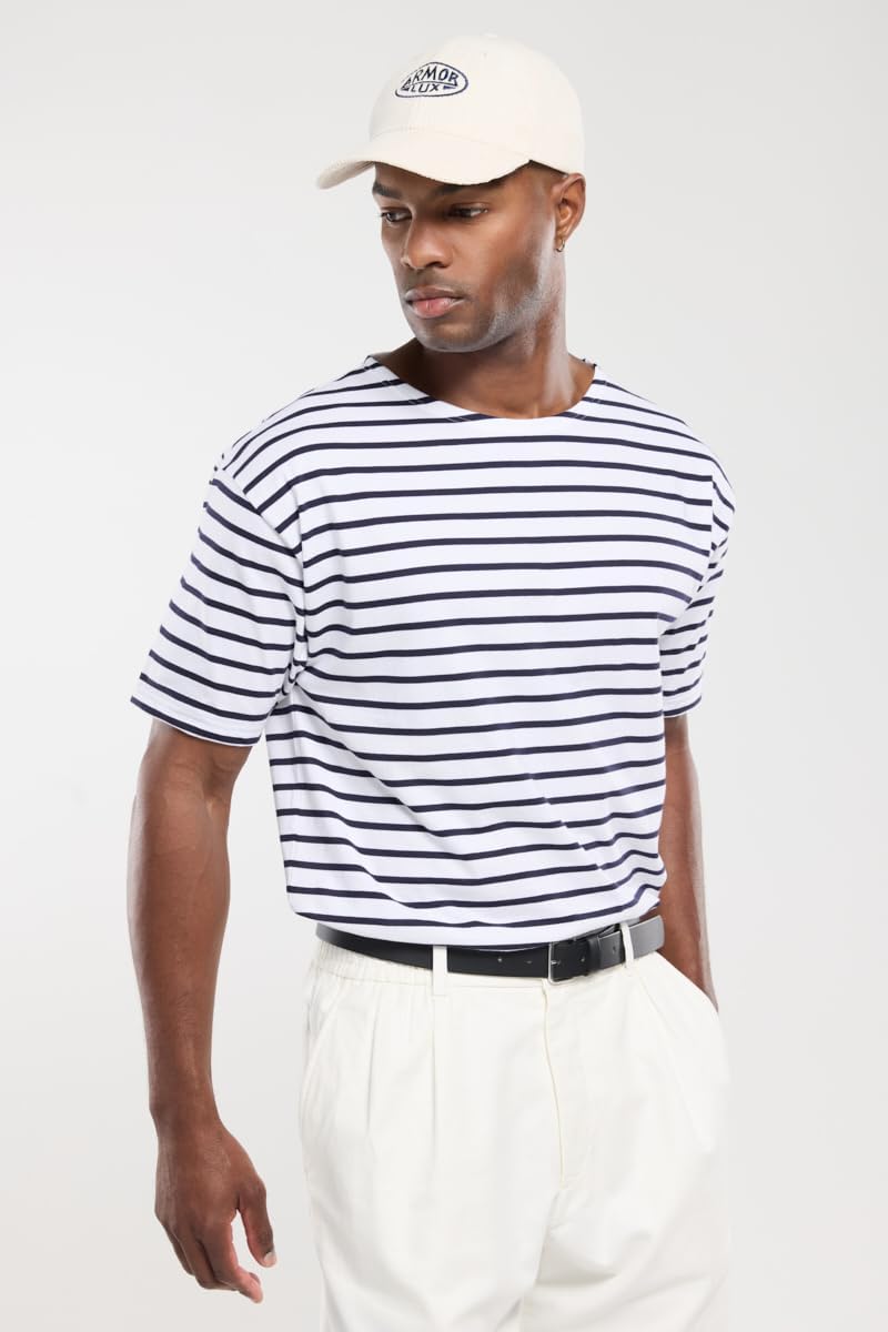 Armor Lux Herren T-Shirt, Weiss (400 Blanc/Navire)