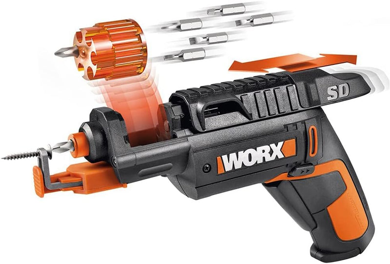 WORX WX255 Akkuschrauber mit automatischem Wechsel des Bit-Magazins & optionalem Schraubenhalter für