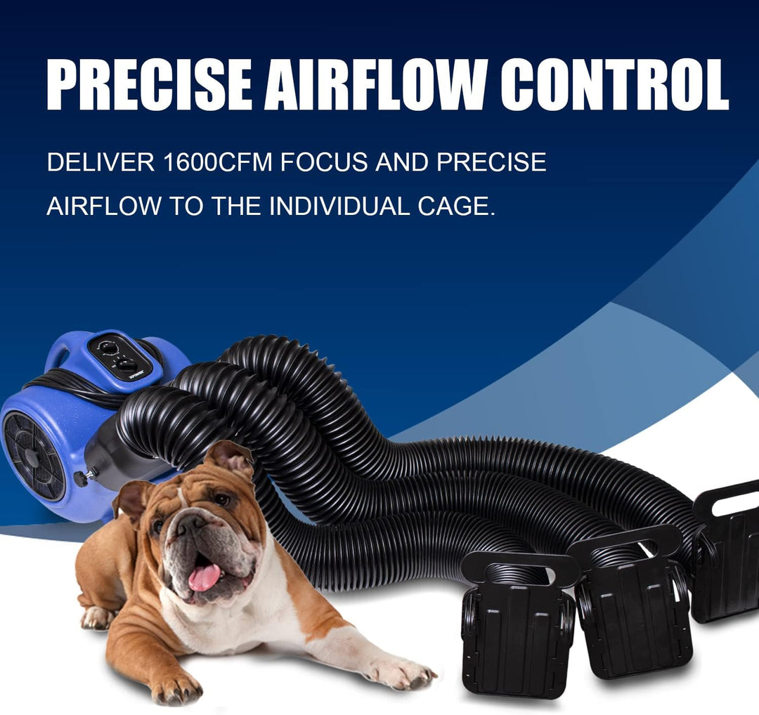 XPower X-400TF-MDK Professional Pet Grooming Carbon Dust Free Cage Dryer with Multi Drying Kit & Tim