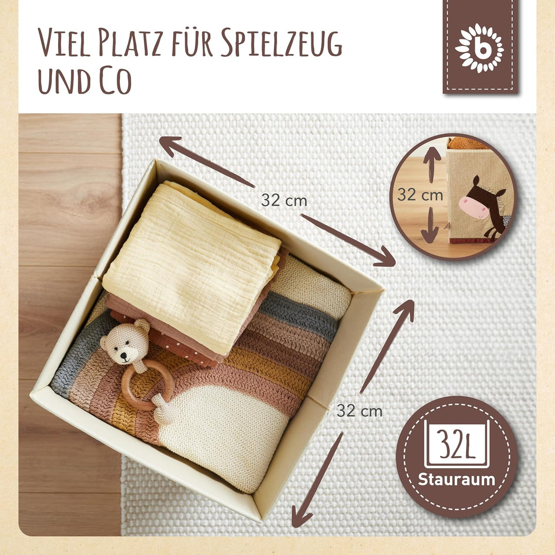 Bieco Aufbewahrungsbox Kinder - Süsse Esel Spielzeugkiste faltbar - 33x33x33 cm - ideal für Kallax R