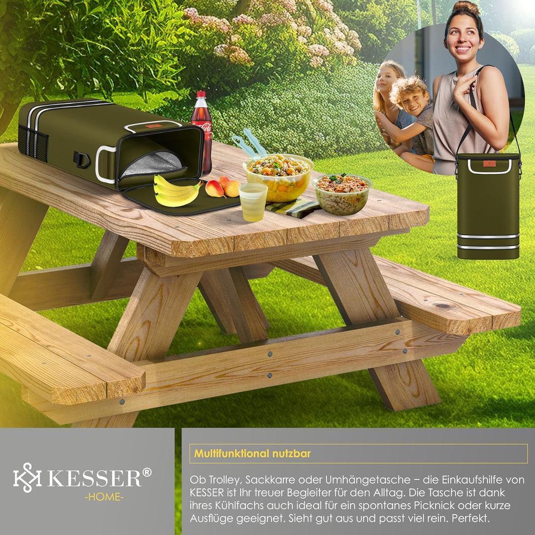 KESSER® Einkaufstrolley klappbar mit 56L Kapazität und belastbar bis 50kg | 3in1 Trolley Sackkarre &