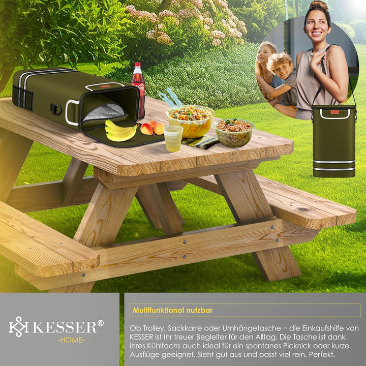 KESSER® Einkaufstrolley klappbar mit 56L Kapazität und belastbar bis 50kg | 3in1 Trolley Sackkarre &