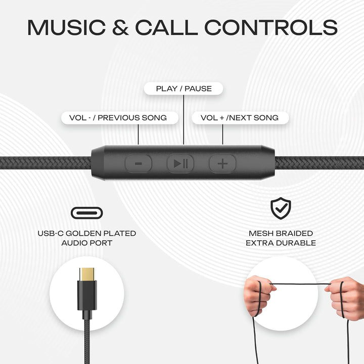 PowerLocus Kopfhörer mit Kabel Over-Ear,USB-C Klinkenstecker Kabelkopfhörer