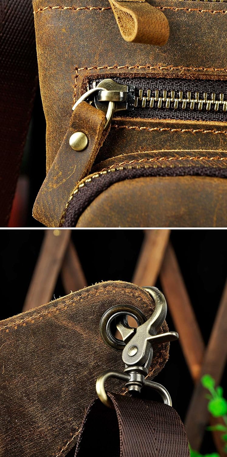 Le'aokuu Herren Leder Motorrad Hüfttasche Messenger Schulter Drop Leg Bag