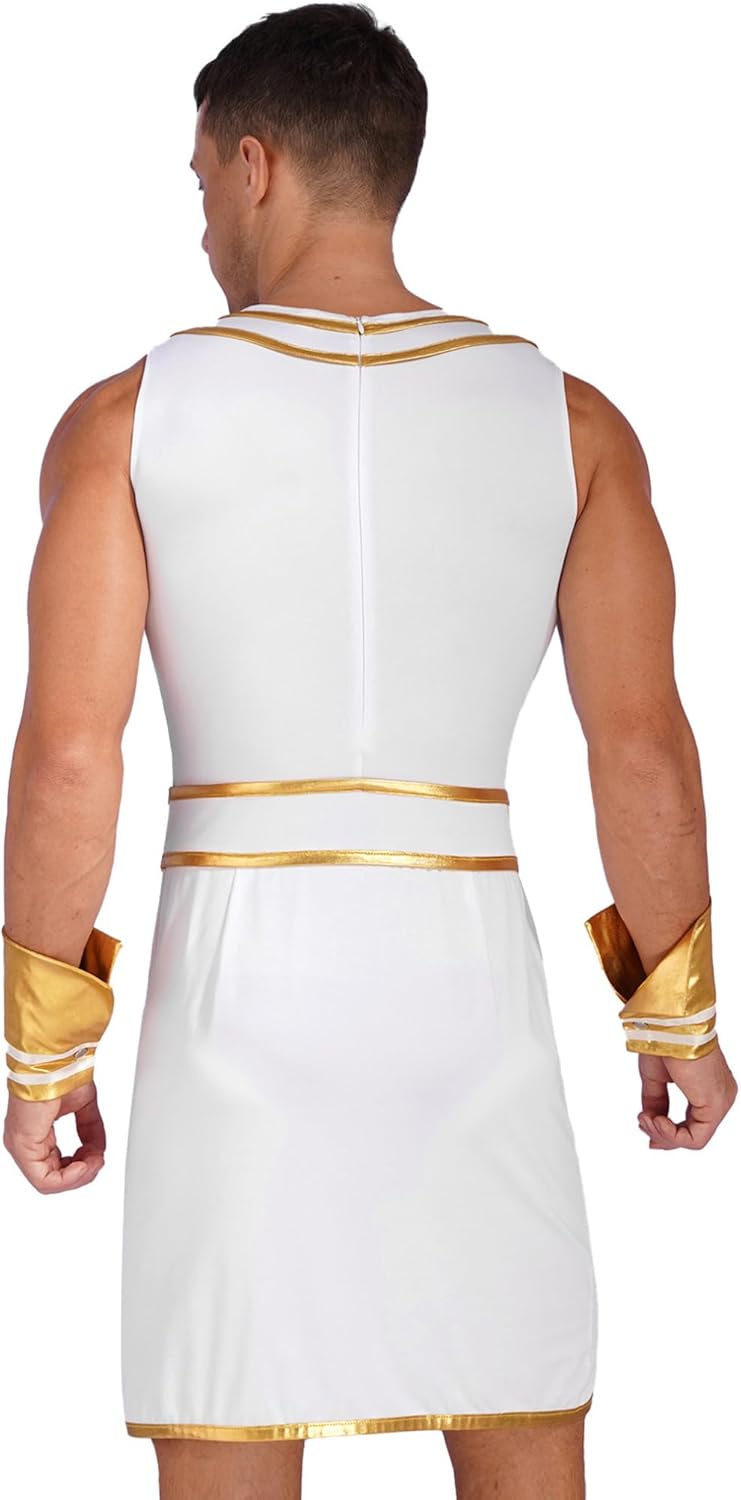 FEESHOW Herren Griechische Götter Kostüm Römischer Caesar Kostüm Tunika Gewand Grieche Outfit Karnev