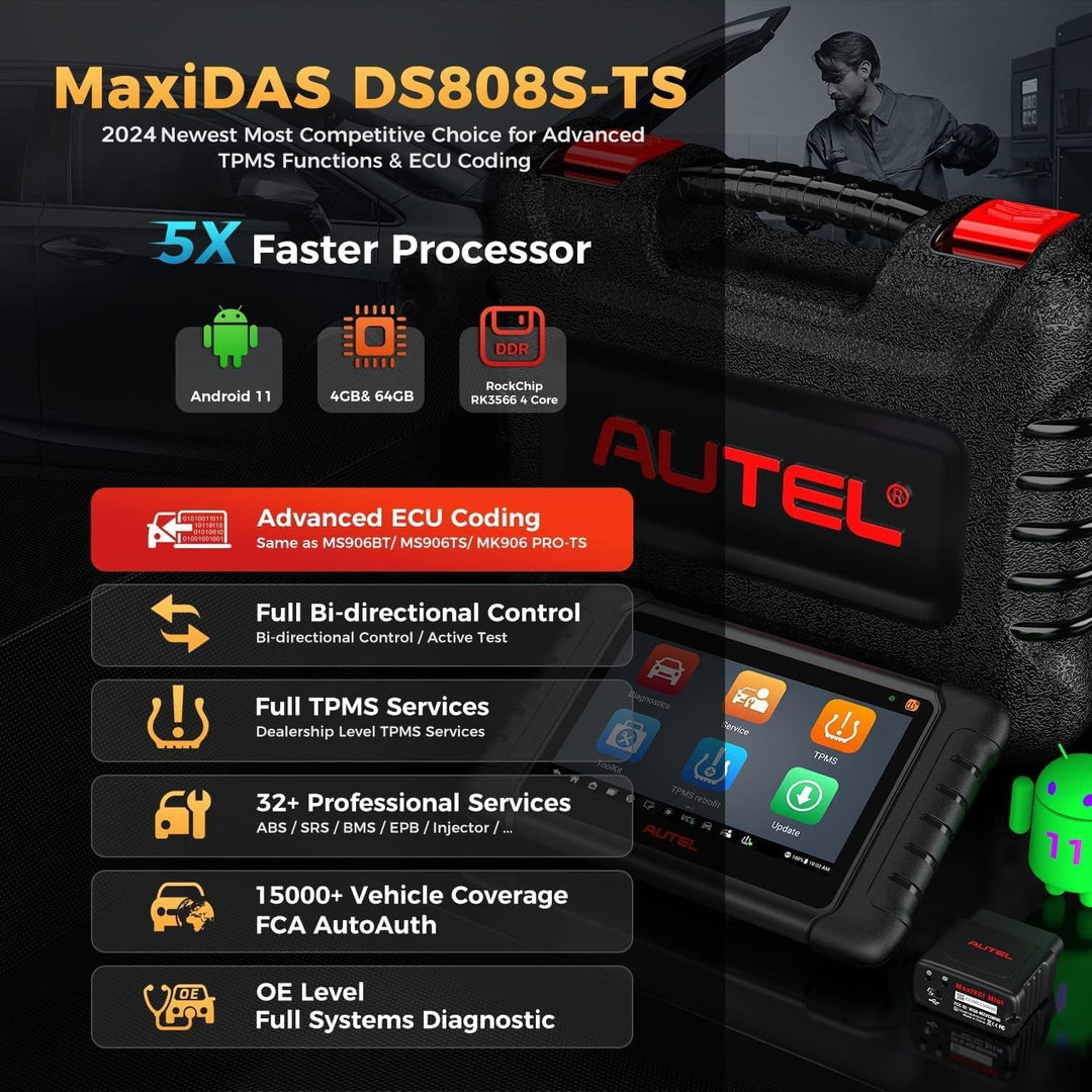 Autel MaxiDAS DS808S-TS: 2024 Android 11 Professionelle ECU-Codierung& TPMS als MS906 PRO-TS/ MS906T