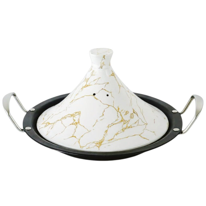 Royal Swiss Tajine 38 cm – Edelstahl mit Keramikdeckel & Dampfventil | Für Induktion, Gas, Ofen & Mi