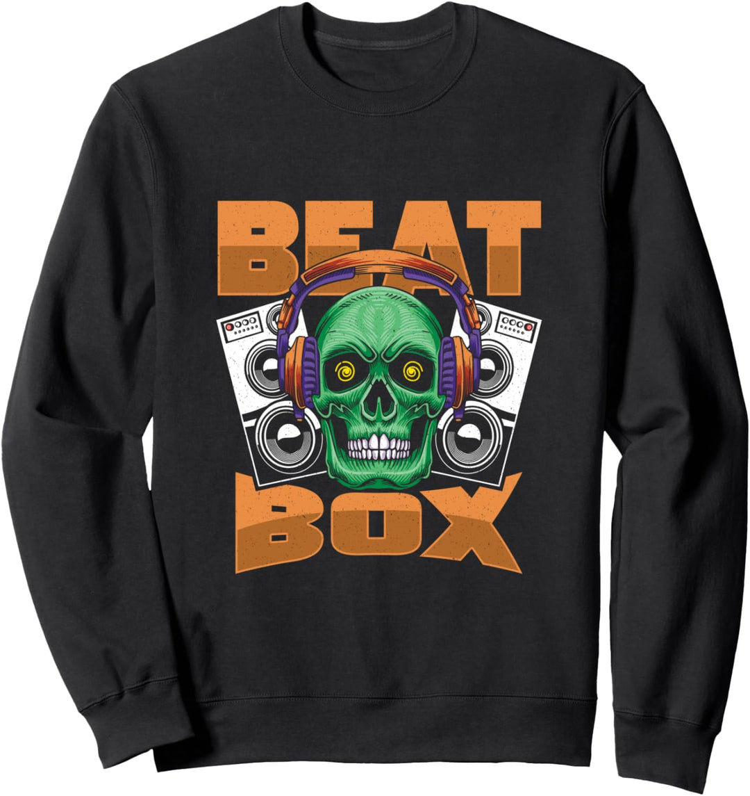 Schädel Skelett Sänger Ghetto Beatboxer Rap Hiphop Beatbox Sweatshirt