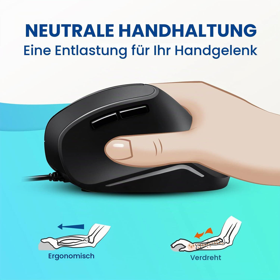 Perixx 11209 PERIMICE-515 II Ergonomische Vertikale Maus - 1000/1600 DPI - Natürliches vertikales De