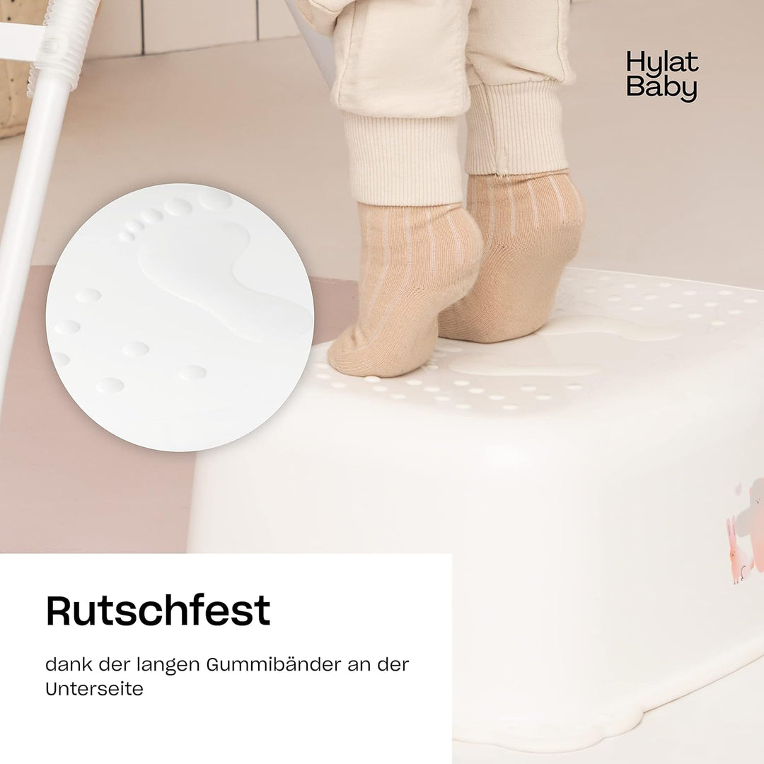 Hylat Baby Kinderhocker & Kindertoilettensitz Set - Rutschfester Tritthocker + Toilettenaufsatz für