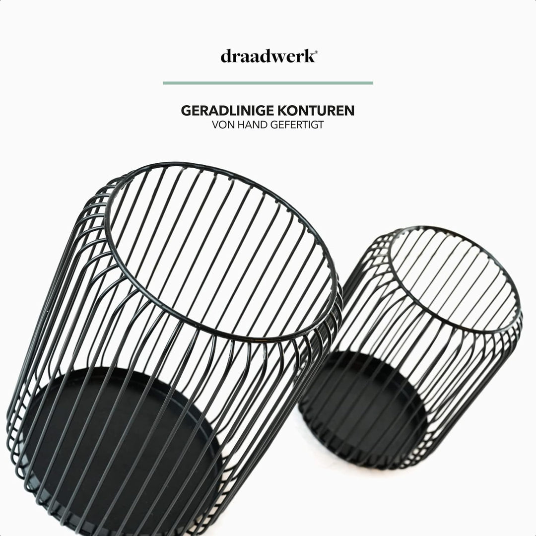 draadwerk® Windlicht 2er Set | Kerzenständer Metall Schwarz | Kerzenhalter Gross Oval | Schwarze Dek