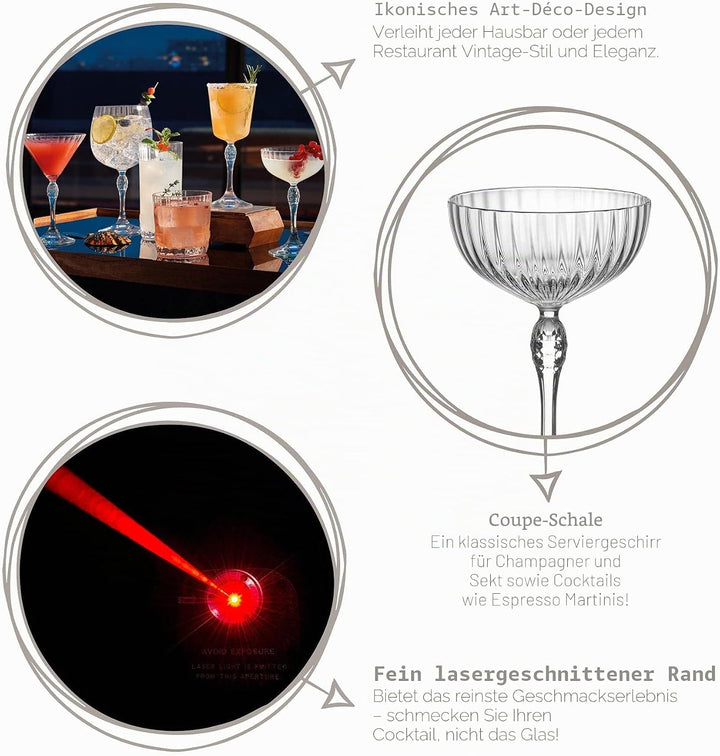 Bormioli 93124 Rocco Set aus 6 Schalen America'20 Cocktail, Glas, 23 cl