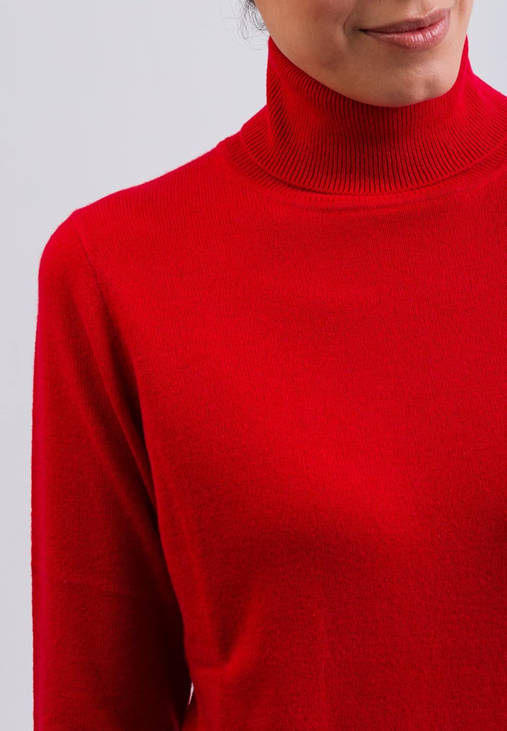 100% Kaschmir Damen Pullover | Sweater Rollkragen 2-fädig XS Rot, XS Rot