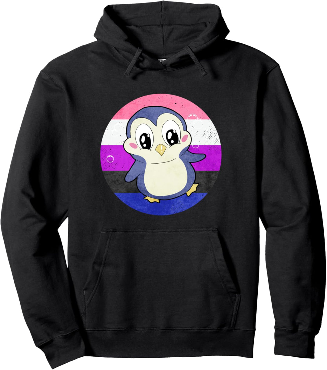 Gender Fluid Pride Flagge Penguin Sublte LGBTQ Pullover Hoodie