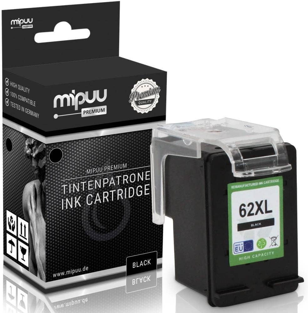 Mipuu 2 Tinten kompatibel für HP 62XL C2P05AE C2P07AE Black Color für HP Envy 5540 5544 5640 5660 76