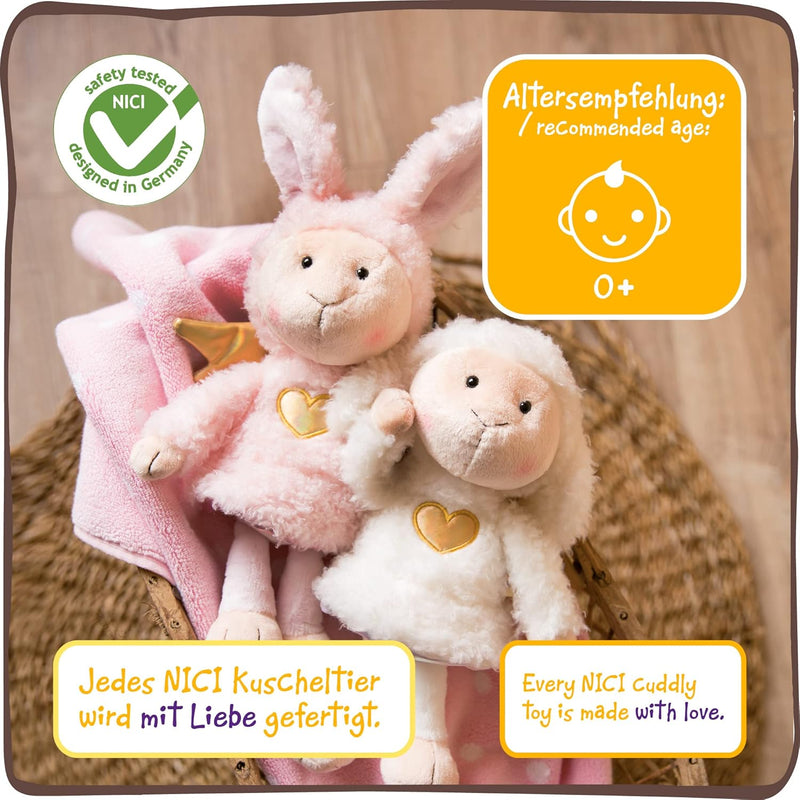 Kuscheltier Schutzengel La La Lammie 30cm mit goldenem Herz & Flügeln in Geschenkbox – Schaf-Engel P