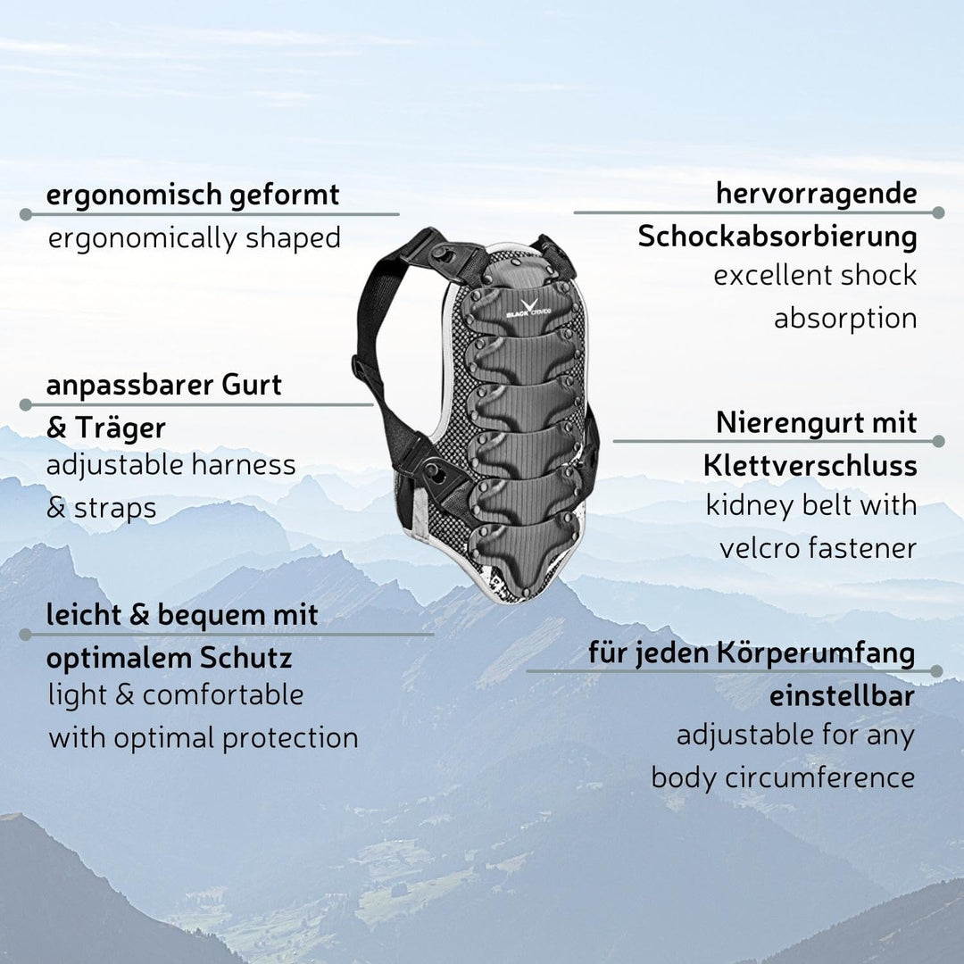 Black Crevice Rückenprotektor für Kinder, Jugendliche &amp; Erwachsene I Atmungsaktiver &amp; ergonomisch ge