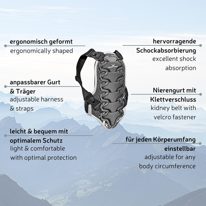 Black Crevice Rückenprotektor für Kinder, Jugendliche &amp; Erwachsene I Atmungsaktiver &amp; ergonomisch ge