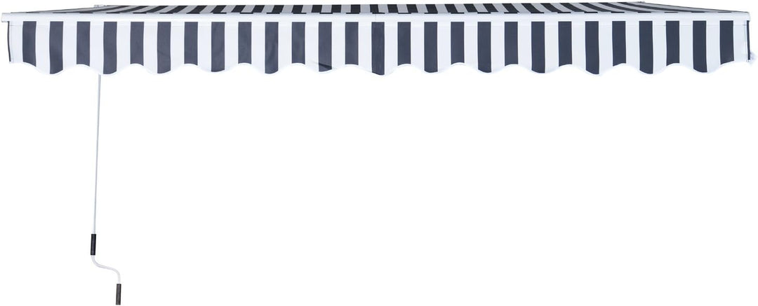 Outsunny Markise Gelenkarmmarkise Sonnenschutz Handkurbel Balkon Alu Grau/Weiss 3,5x2,5m Grau+Weiss,