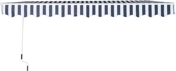 Outsunny Markise Gelenkarmmarkise Sonnenschutz Handkurbel Balkon Alu Grau/Weiss 3,5x2,5m Grau+Weiss,
